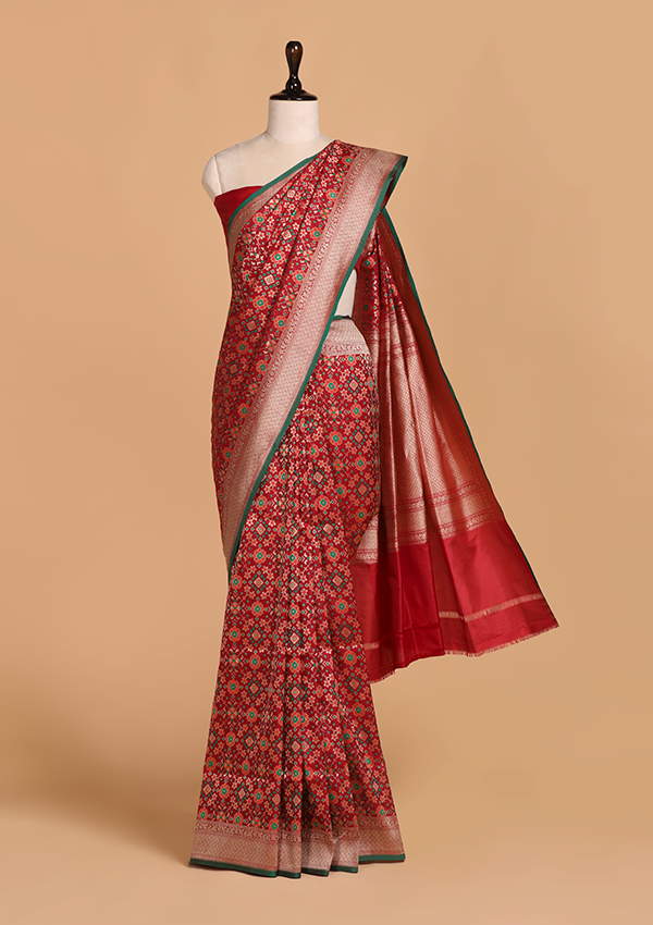 Red Patola Saree in Silk