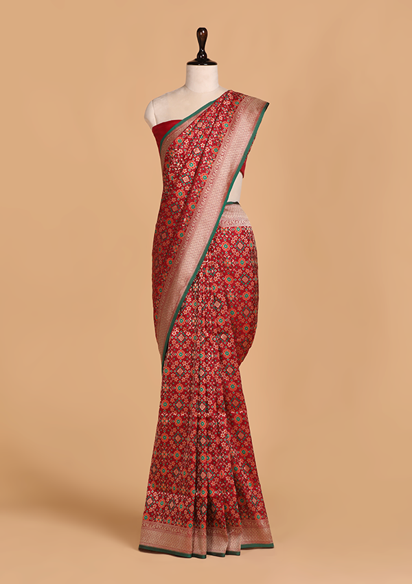 Red Patola Saree in Silk