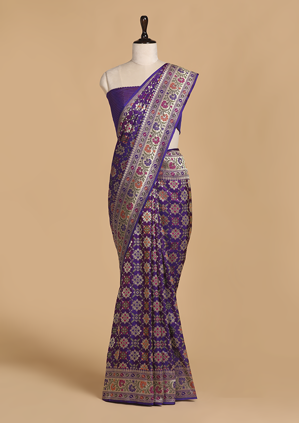 Purple Patola Saree in Silk