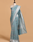Sky Blue Meenakari Butta Saree in Silk