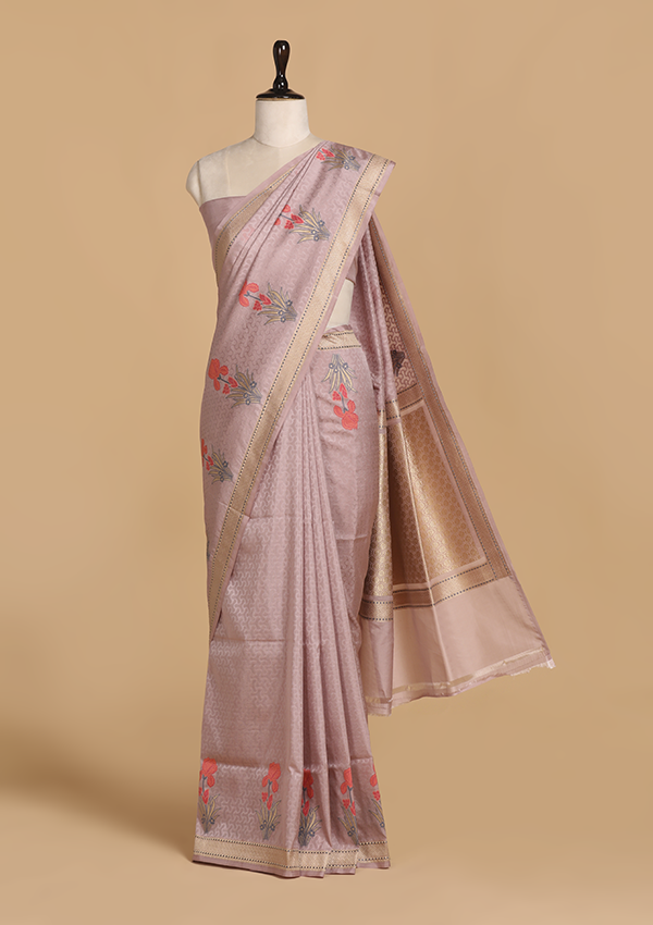 Mauve Meenakari Butta Saree in Silk