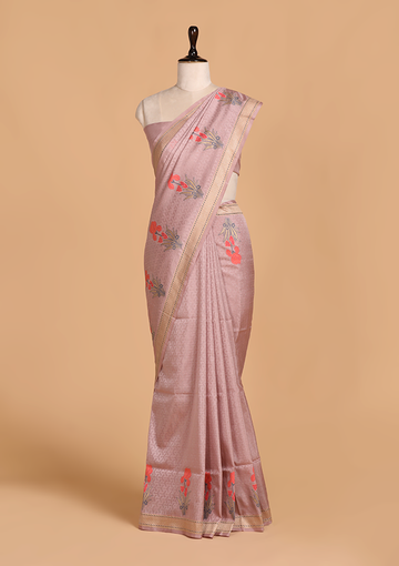 Mauve Meenakari Butta Saree in Silk