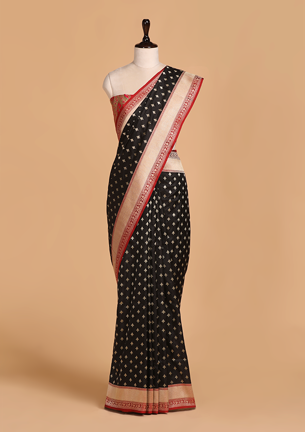 Black Meenakari Pallu Saree in Silk