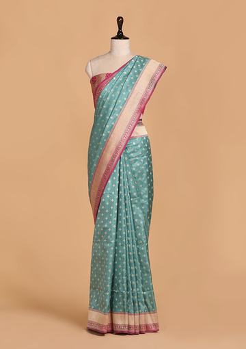 Firozi Meenakari Pallu Saree in Silk
