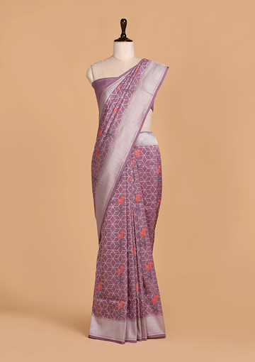 Mauve Meenakari Butta Saree in Silk