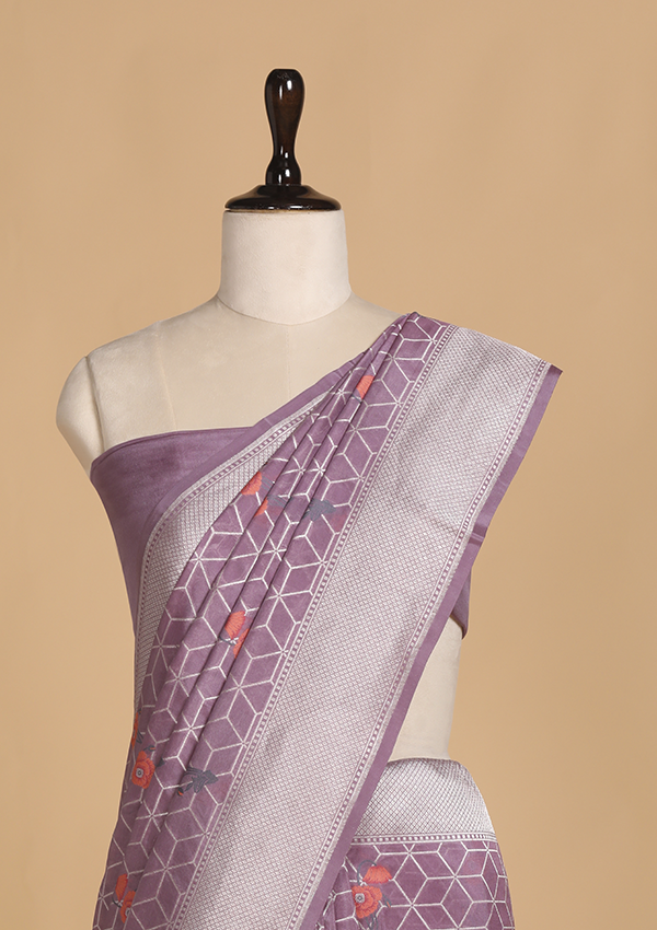 Mauve Meenakari Butta Saree in Silk