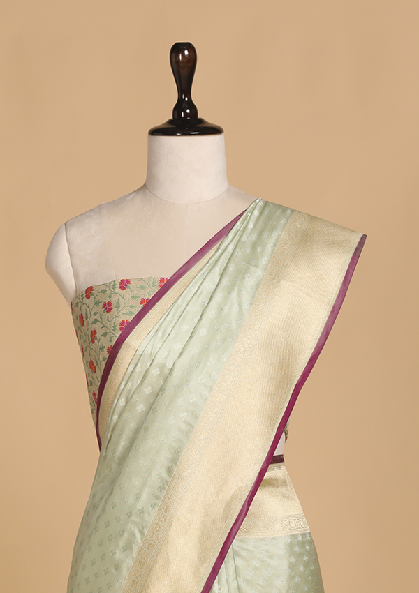 Pista Paithani Pallu Saree in Silk