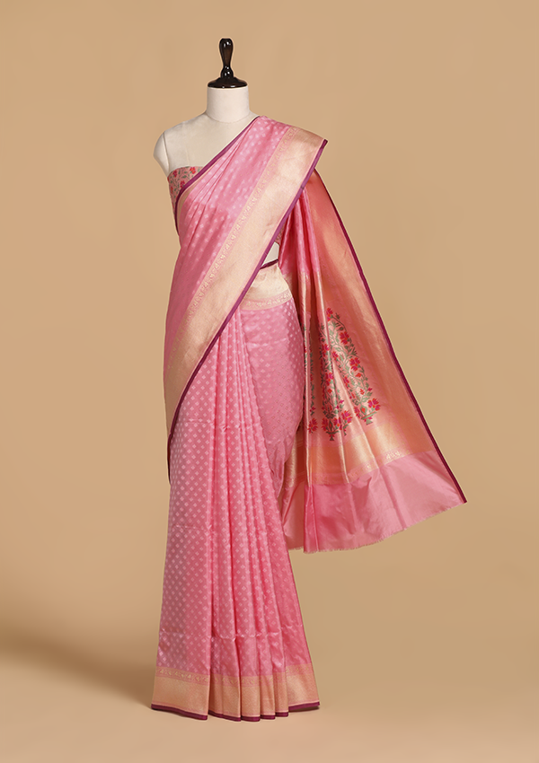 Pink Paithani Pallu Saree in Silk