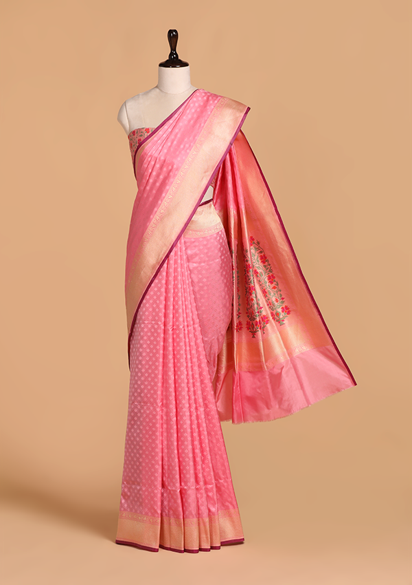 Pink Paithani Pallu Saree in Silk