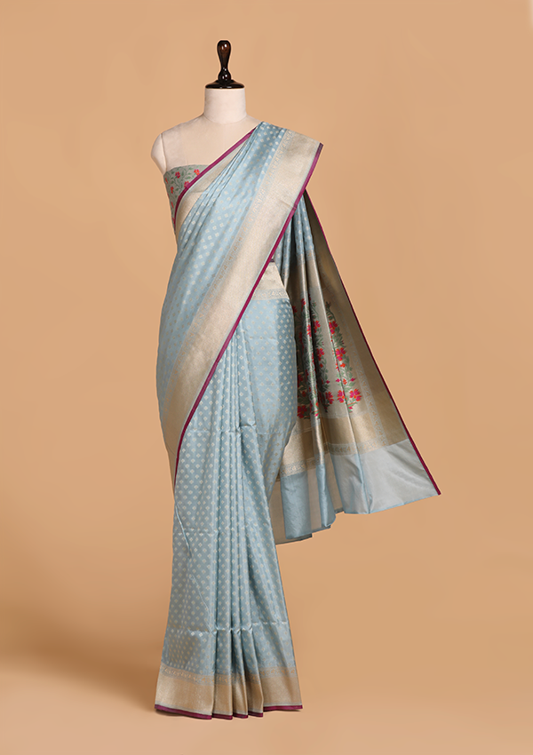 Sky Blue Paithani Pallu Saree in Silk