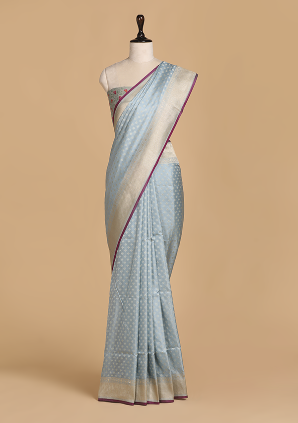 Sky Blue Paithani Pallu Saree in Silk