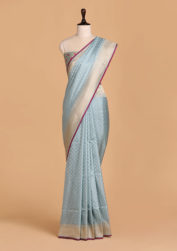 Sky Blue Paithani Pallu Saree in Silk