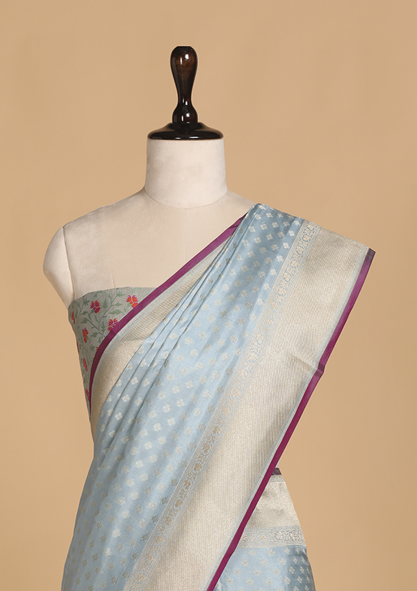 Sky Blue Paithani Pallu Saree in Silk