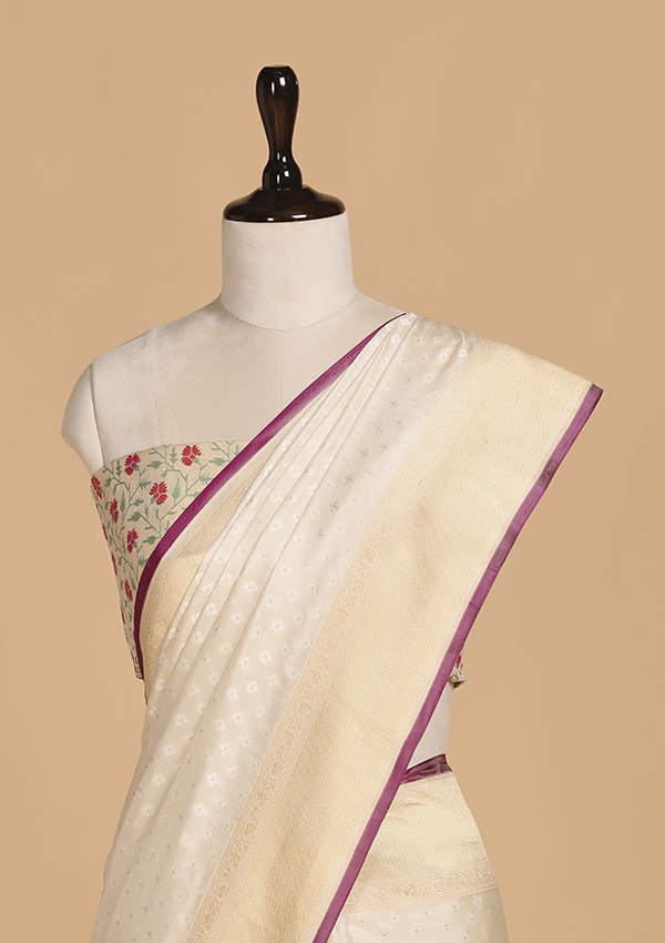 Off White  Paithani Pallu Saree in Silk