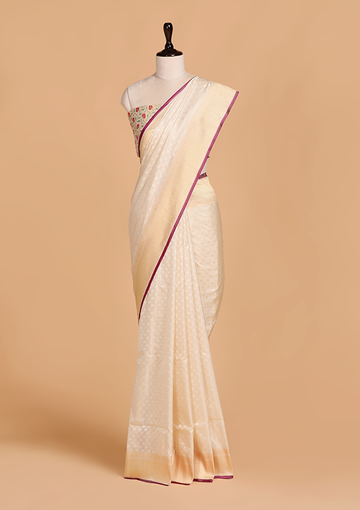 Off White  Paithani Pallu Saree in Silk