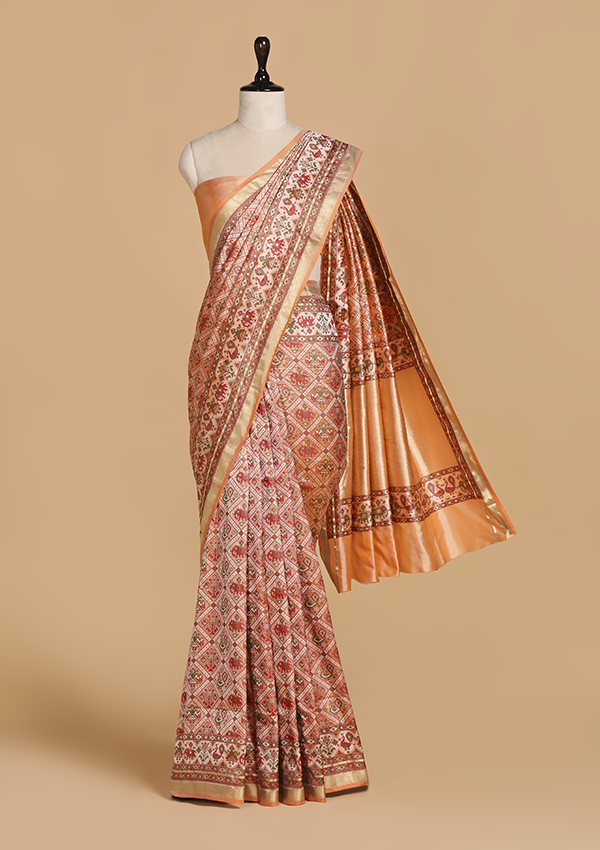 Peach Patola Saree in Silk
