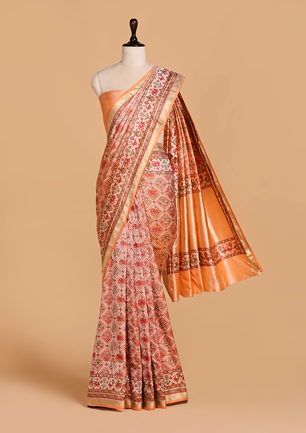 Peach Patola Saree in Silk
