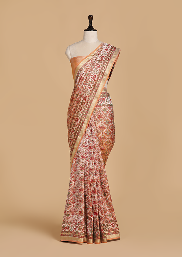 Peach Patola Saree in Silk