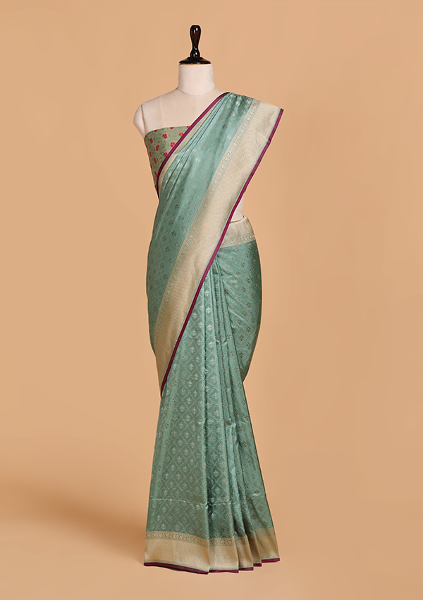 Jade Green Jamdani Silk Saree