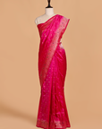 Rani Pink Butti Saree in Silk