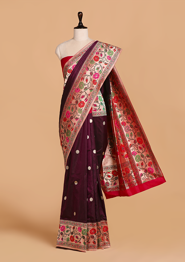 Wine Butti Saree in Silk