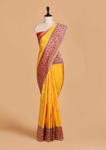 Yellow Butti Saree in Silk