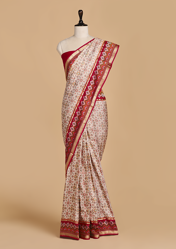 Off White Patola Saree in Silk