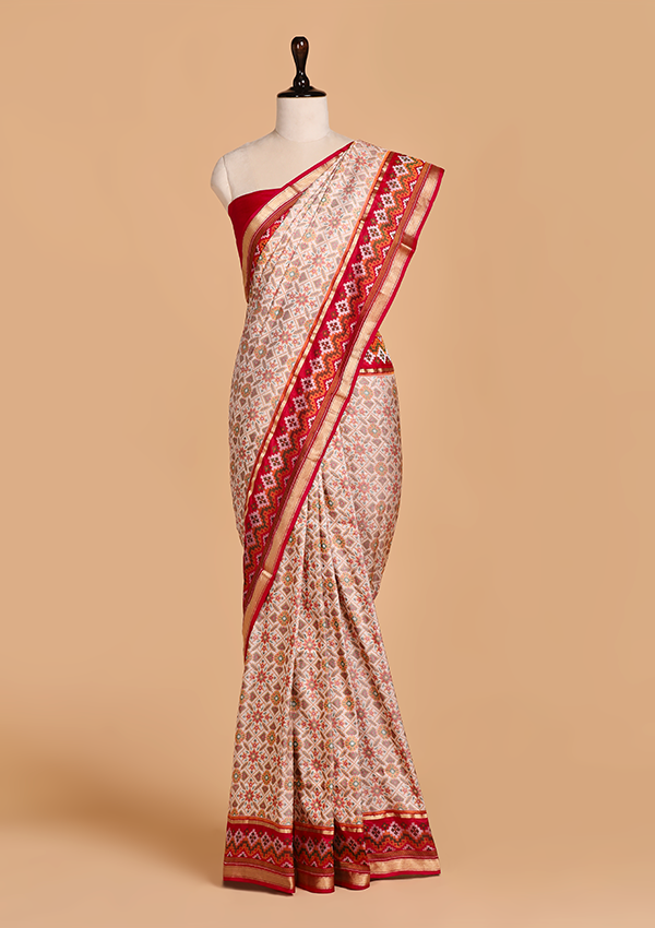 Off White Patola Saree in Silk