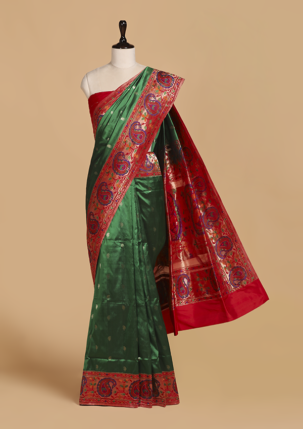 Green Butti Saree in Silk