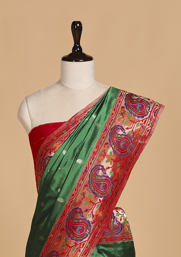 Green Butti Saree in Silk
