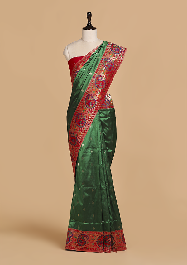 Green Butti Saree in Silk