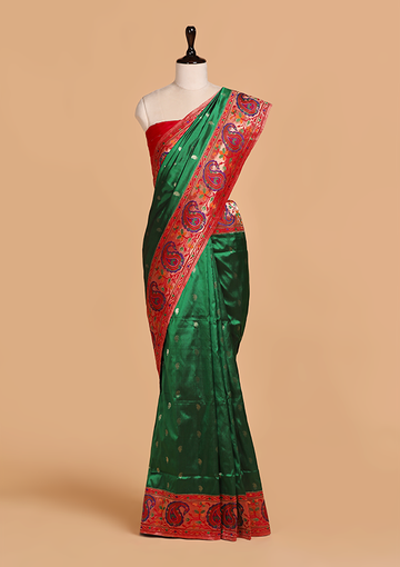 Green Butti Saree in Silk