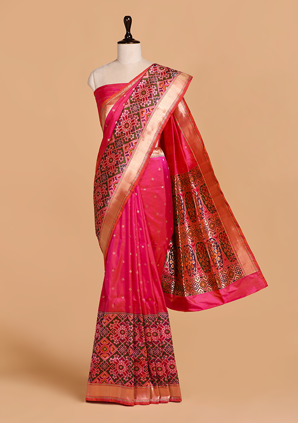 Pink Patola Saree in Silk