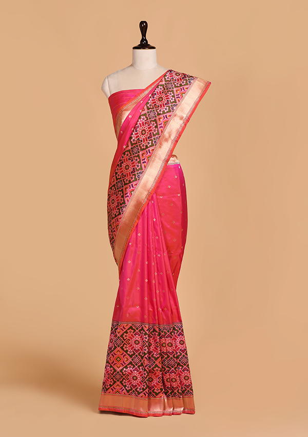 Pink Patola Saree in Silk