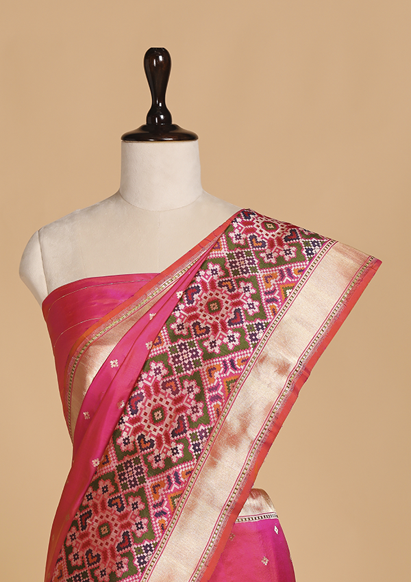 Pink Patola Saree in Silk