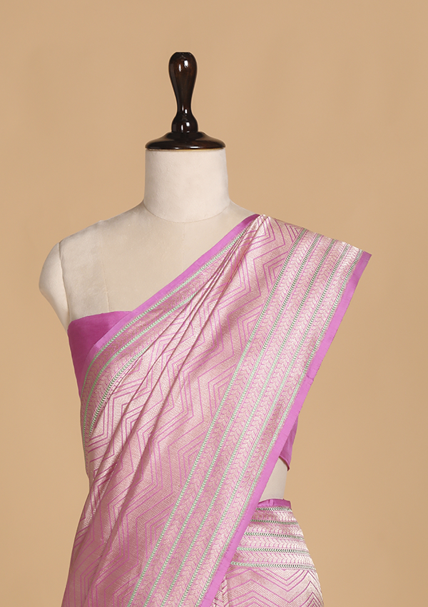 Lavender Brocade Saree in Silk