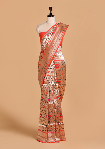 Rust Brocade Silk Saree