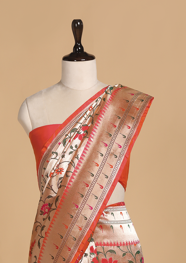 Rust Brocade Silk Saree