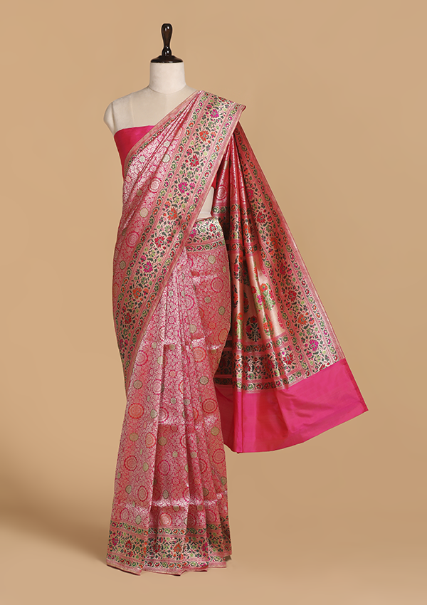 Rani Pink Brocade Silk Saree