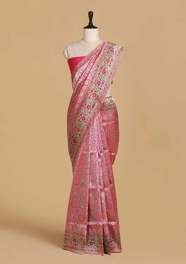 Rani Pink Brocade Silk Saree