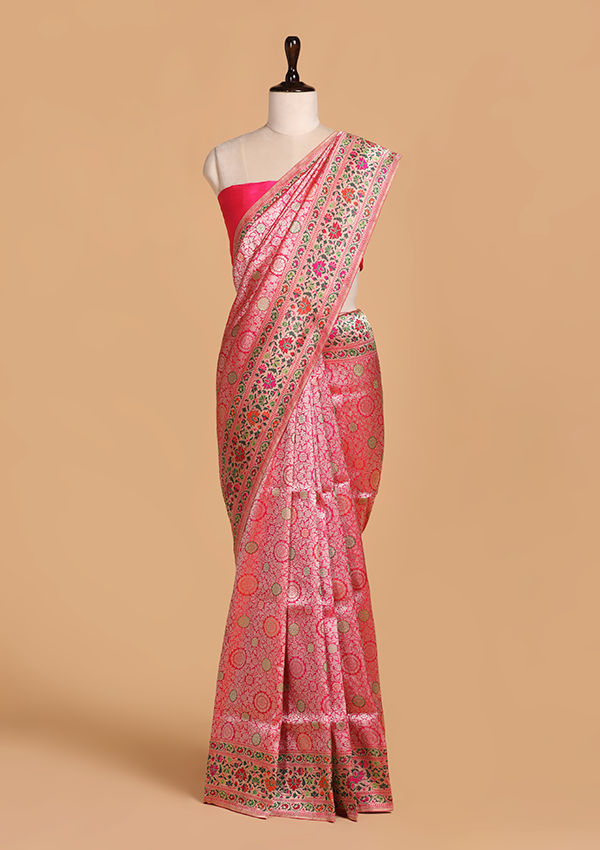 Rani Pink Brocade Silk Saree