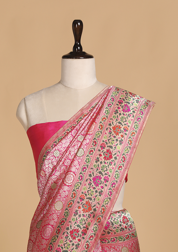Rani Pink Brocade Silk Saree