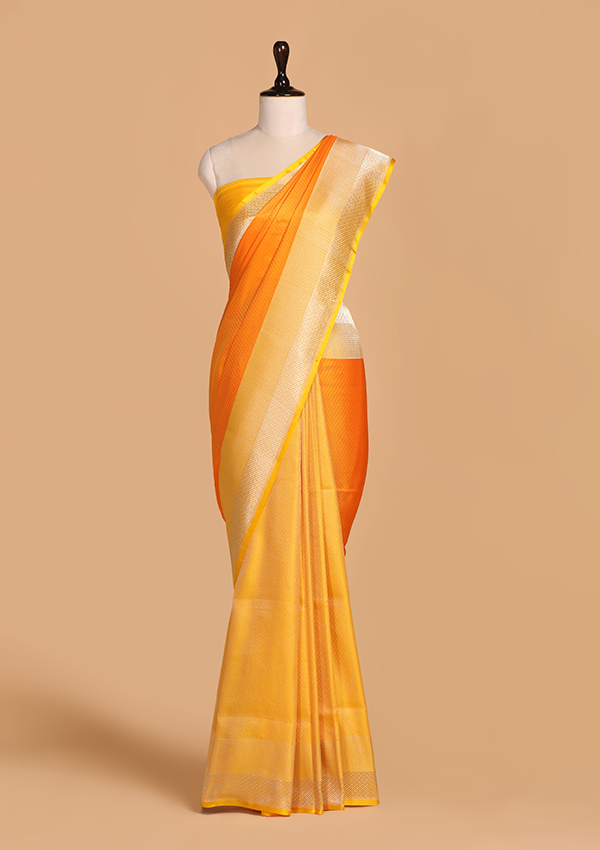 Yellow Patli Pallu Saree in Silk