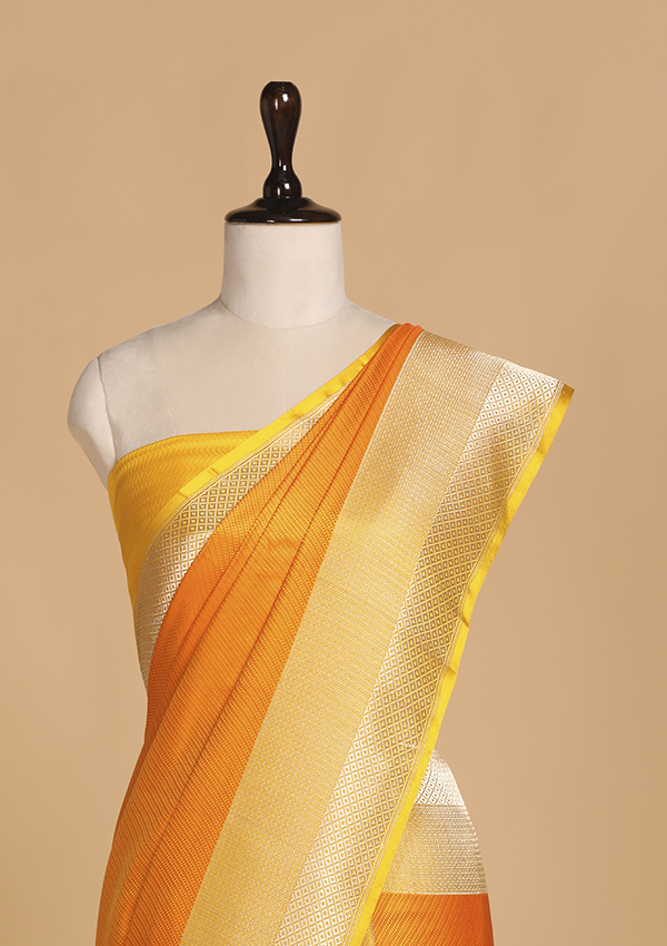 Yellow Patli Pallu Saree in Silk