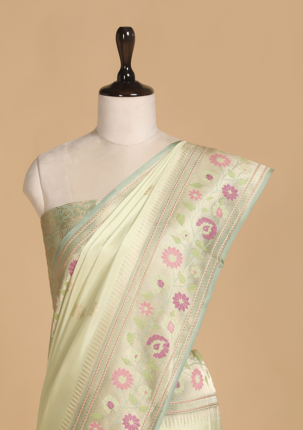 Pista Green Butta Saree in Silk