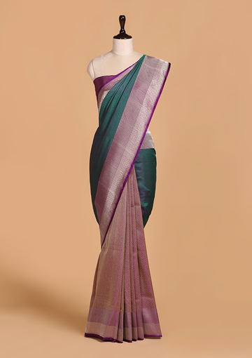 Purple Patli Pallu Saree in Silk