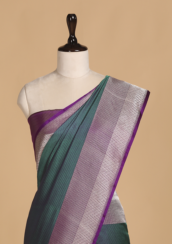 Purple Patli Pallu Saree in Silk