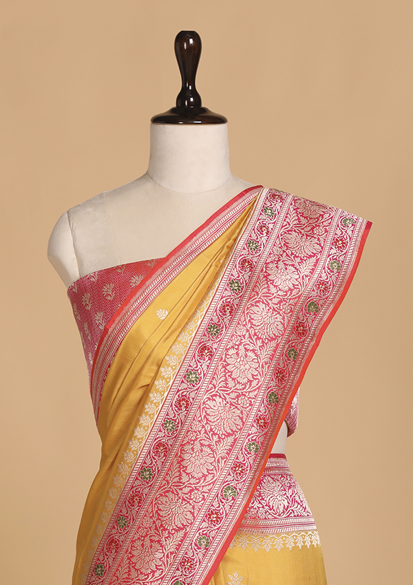 Yellow Butta Saree in Silk