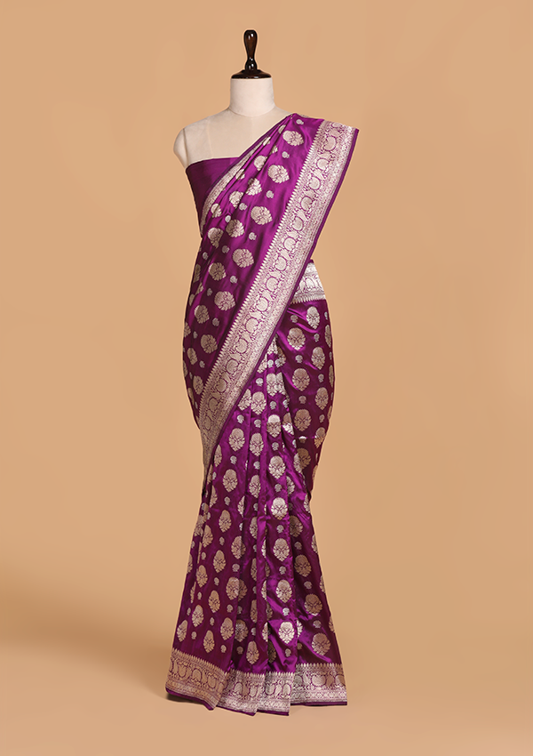 Purple Butta Saree in Silk