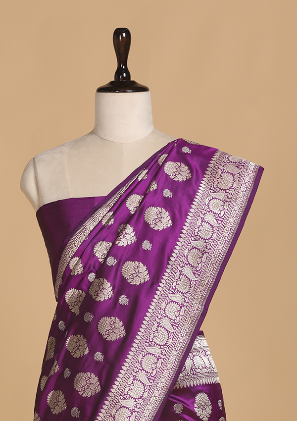 Purple Butta Saree in Silk